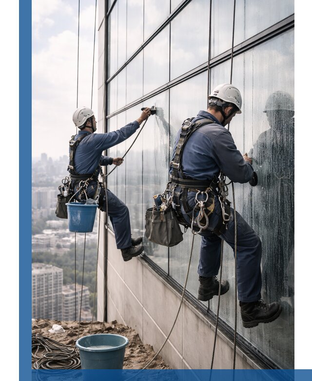 Профессиональная мойка фасадных окон альпинистами в Ивантеевке