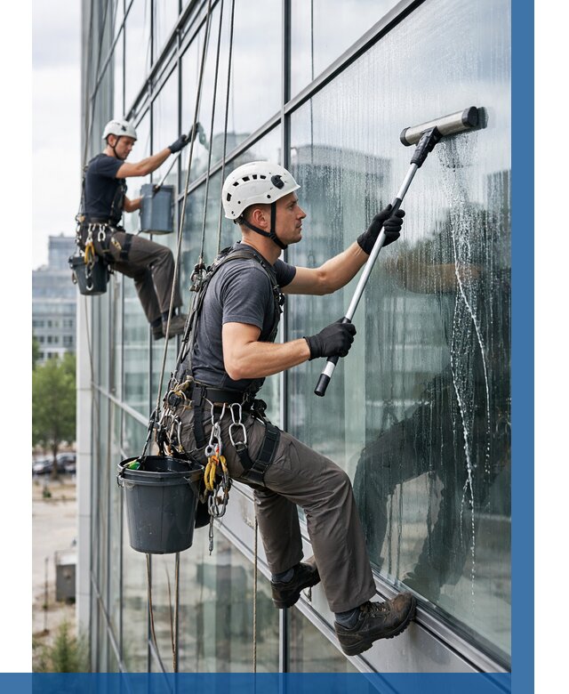 Мойка витражей альпинистами в Ивантеевке от 720 р. под ключ|ВЫСОТНИК-Внт