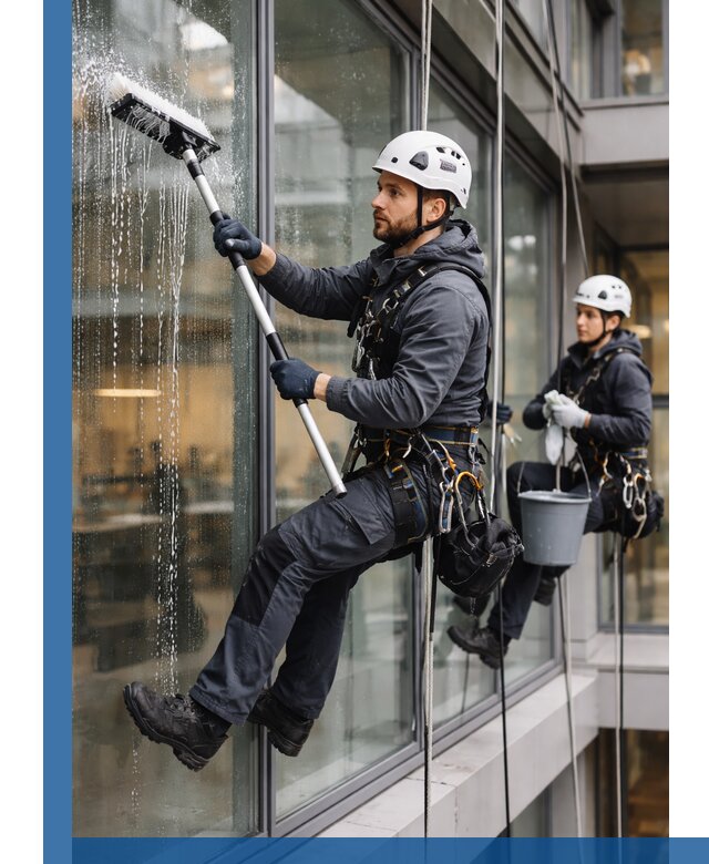 Профессиональная мойка витражей промышленными альпинистами в Ивантеевке