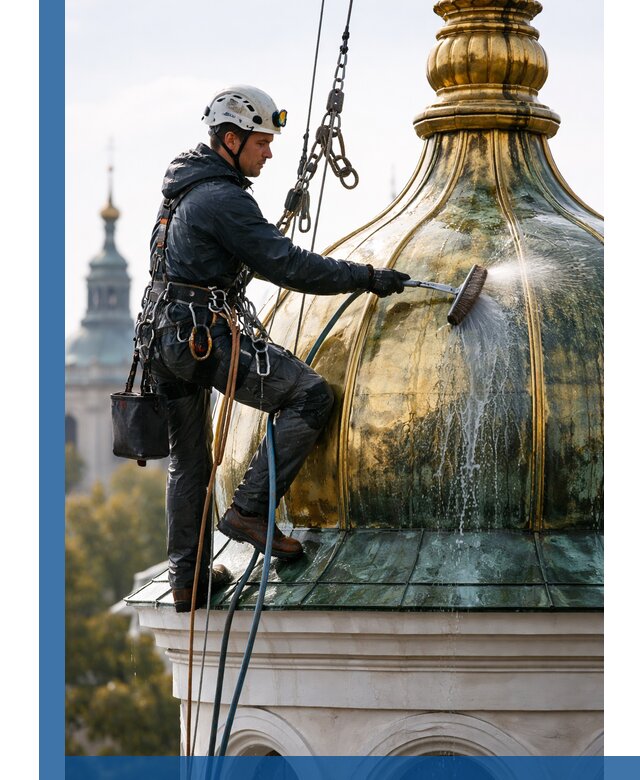 Профессиональная мойка куполов и шпилей высотными альпинистами в Ивантеевке