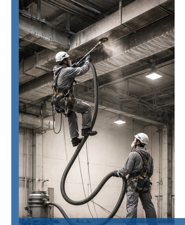 Обеспыливание потолочных конструкций в Ивантеевке промышленным альпинизмом