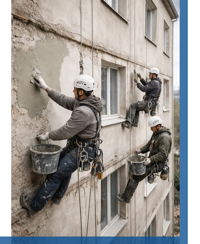 Ремонт штукатурного фасада в Ивантеевке от 772 р. под ключ | ВЫСОТНИК-Внт