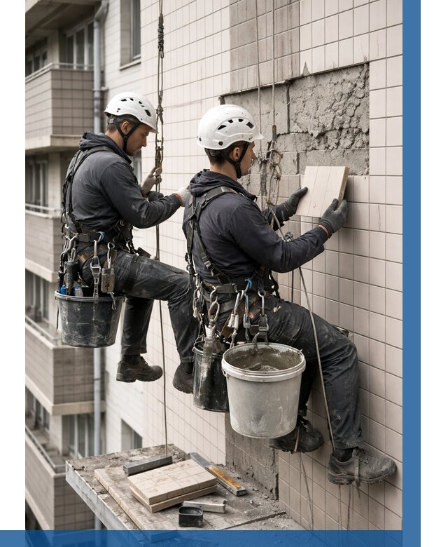 Ремонт облицовки фасада плиткой в Ивантеевке от 1852 р. | ВЫСОТНИК-Внт