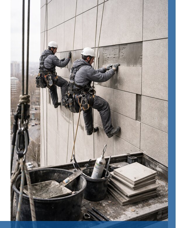 Ремонт фасада из керамогранита в Ивантеевке от 2572 р. | ВЫСОТНИК-Внт