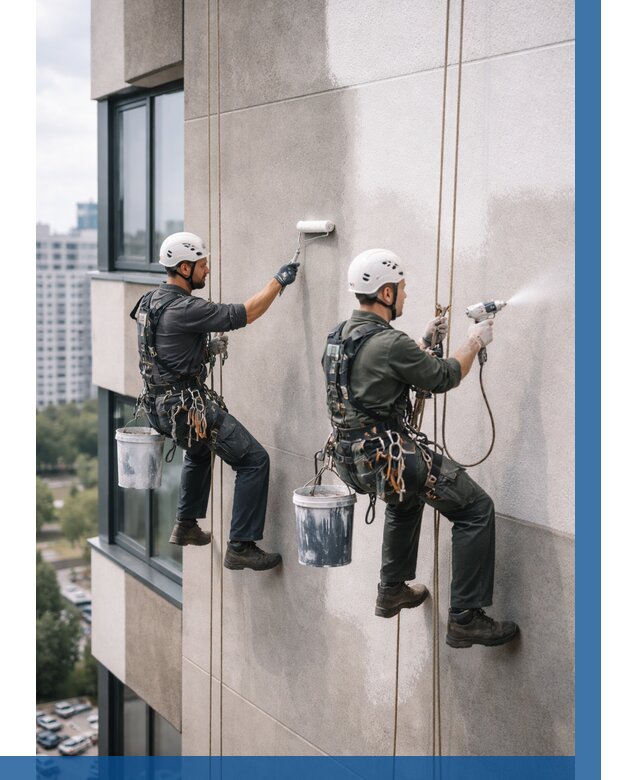 Покраска фасада альпинистами в Ивантеевке от 309 р. | ВЫСОТНИК-Внт