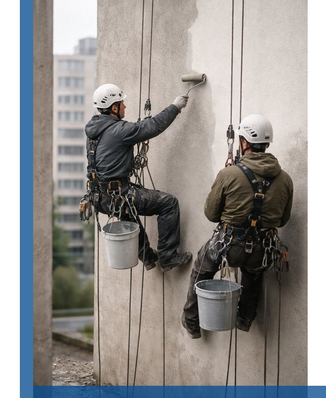 Покраска фасадов высотными альпинистами в Ивантеевке с гарантией