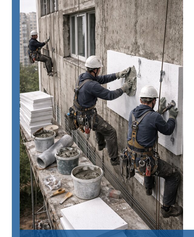 Утепление фасада пенополистиролом в Ивантеевке под ключ