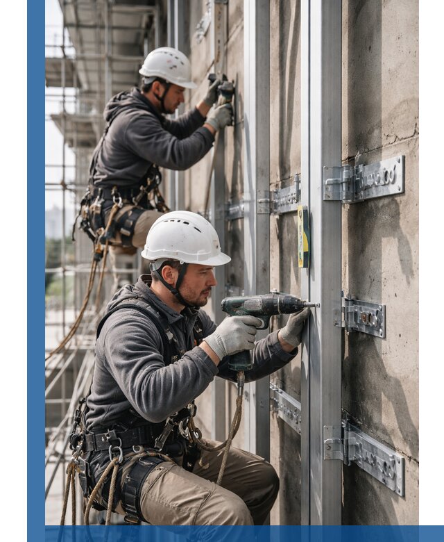 Монтаж и крепление подсистемы вентфасада в Ивантеевке