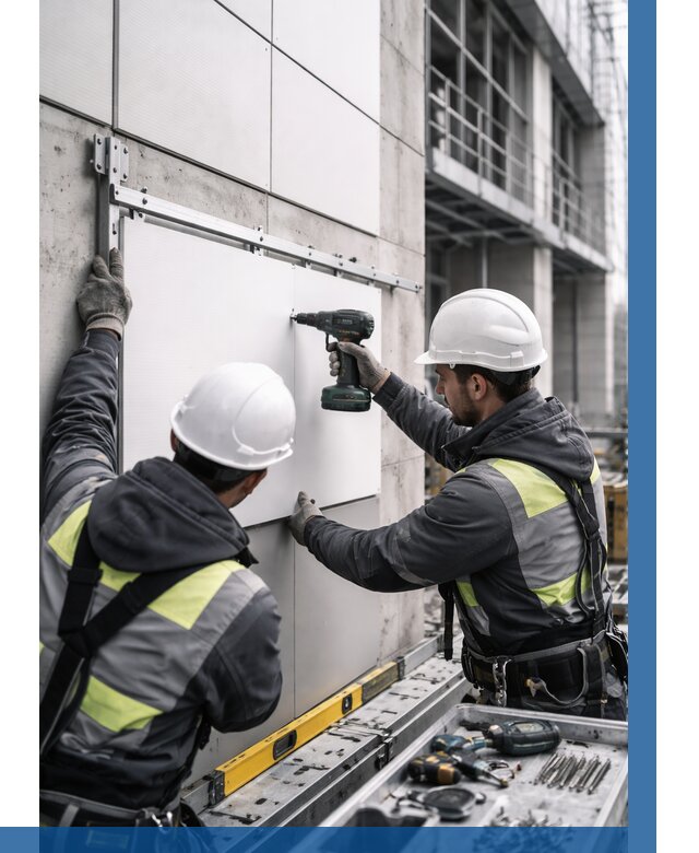 Монтаж композитных панелей фасада в Ивантеевке от 2572 р. | ВЫСОТНИК-Внт