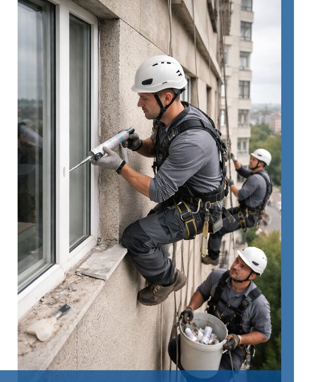Герметизация оконных швов снаружи в Ивантеевке от 1543 р. | ВЫСОТНИК-Внт