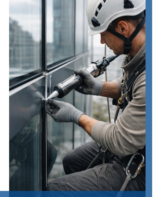 Герметизация стыков витража в Ивантеевке от 1234 р. | ВЫСОТНИК-Внт