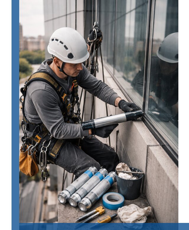 Герметизация стыков витража в Ивантеевке для герметичных фасадов