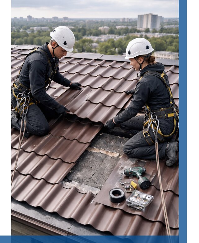 Ремонт металлочерепицы на крыше в Ивантеевке от 926 р. | ВЫСОТНИК-Внт