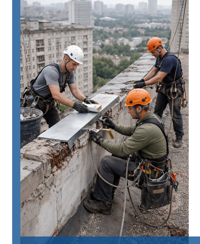 Ремонт парапета на кровле в Ивантеевке, высотные работы с гарантией