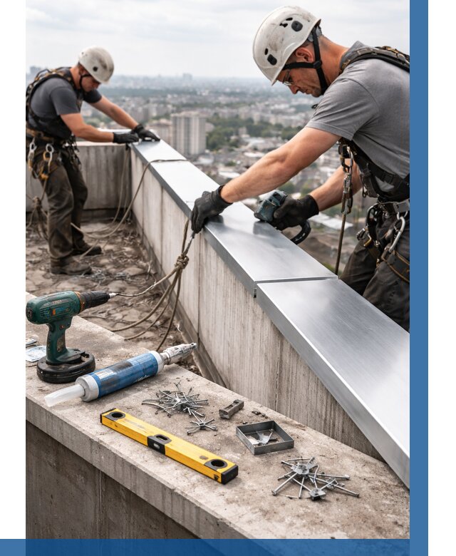 Монтаж парапетных крышек в Ивантеевке от 823 р. | ВЫСОТНИК-Внт