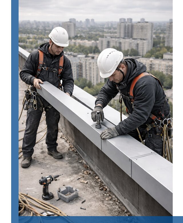 Монтаж парапетных крышек и ограждений кровли в Ивантеевке