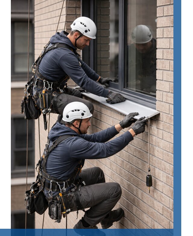 Монтаж оконных отливов под ключ в Ивантеевке от 3600 р. | ВЫСОТНИК-Внт