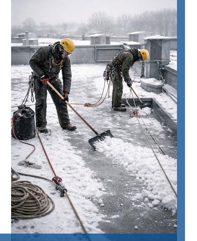 Очистка крыши от снега в Ивантеевке от 7715 р. | ВЫСОТНИК-Внт