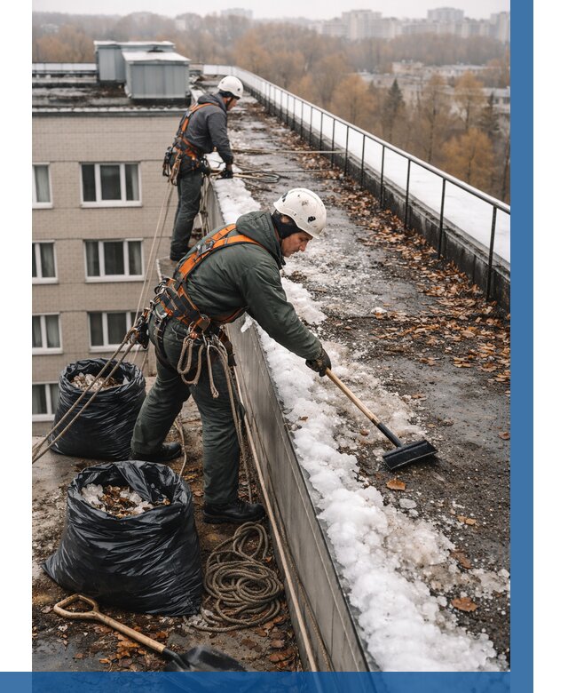 Очистка кровли по периметру в Ивантеевке от 566 р. | ВЫСОТНИК-Внт