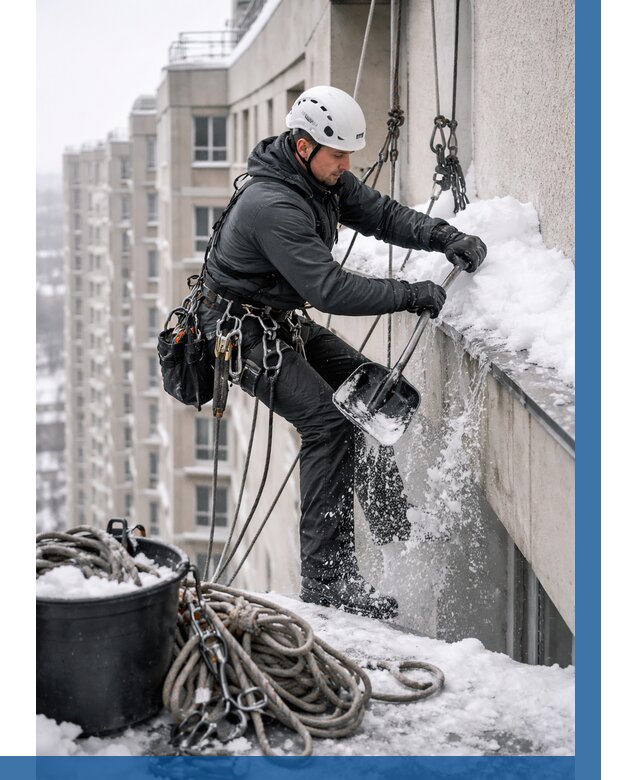 Очистка карнизов от снега в Ивантеевке от 309 р. | ВЫСОТНИК-Внт