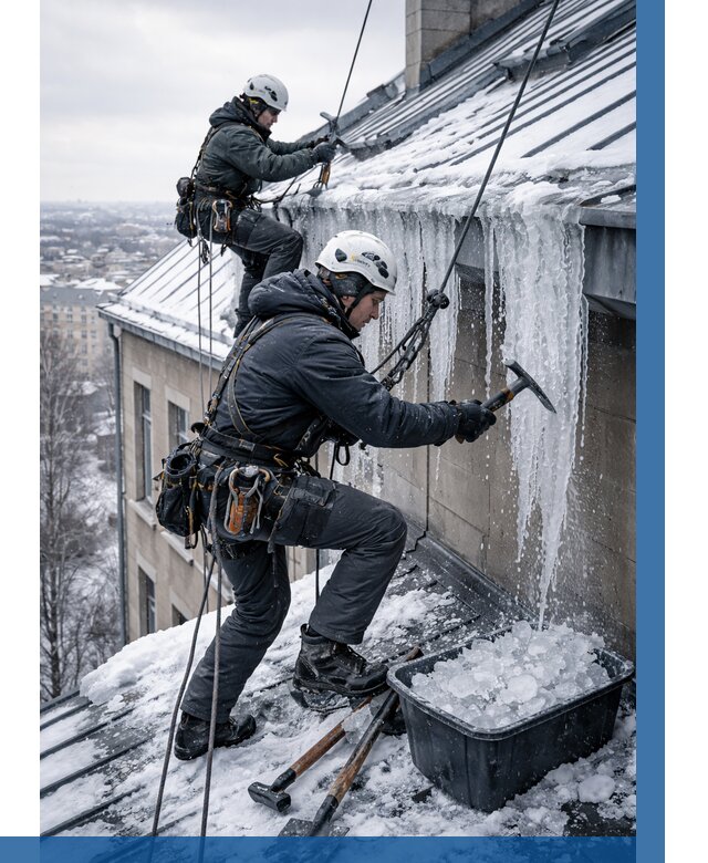 Удаление наледи с кровли в Ивантеевке от 5658 р. | ВЫСОТНИК-Внт