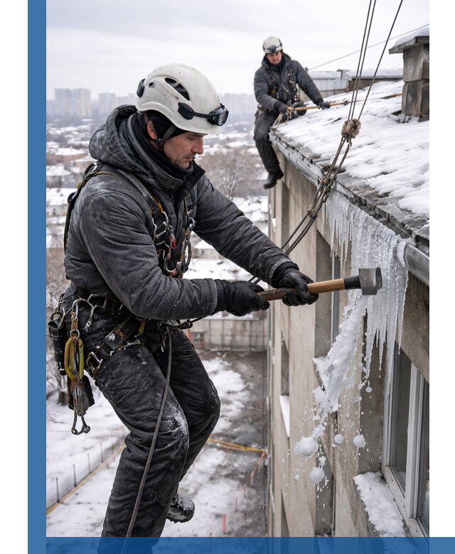 Сбивание и удаление сосулек с крыши в Ивантеевке безопасно