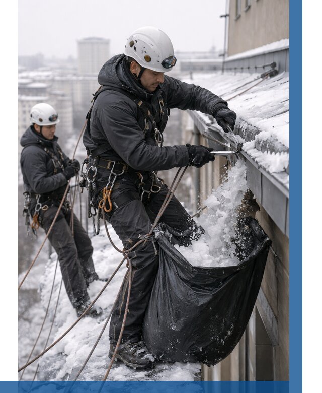 Аварийная очистка крыши в Ивантеевке под ключ от 309 р. | ВЫСОТНИК-Внт