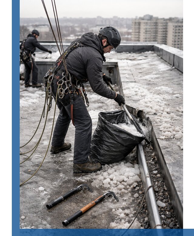 Аварийная очистка кровли в Ивантеевке от промальпинистов