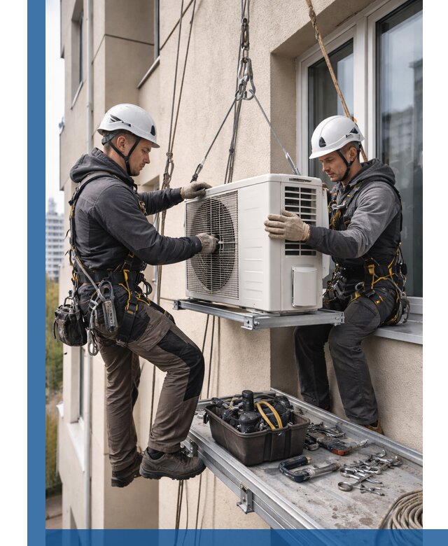 Перенос внешнего блока кондиционера в Ивантеевке с монтажом и крепежом