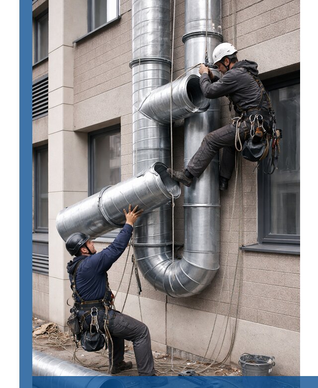 Монтаж фасадных воздуховодов в Ивантеевке с герметизацией и крепежом
