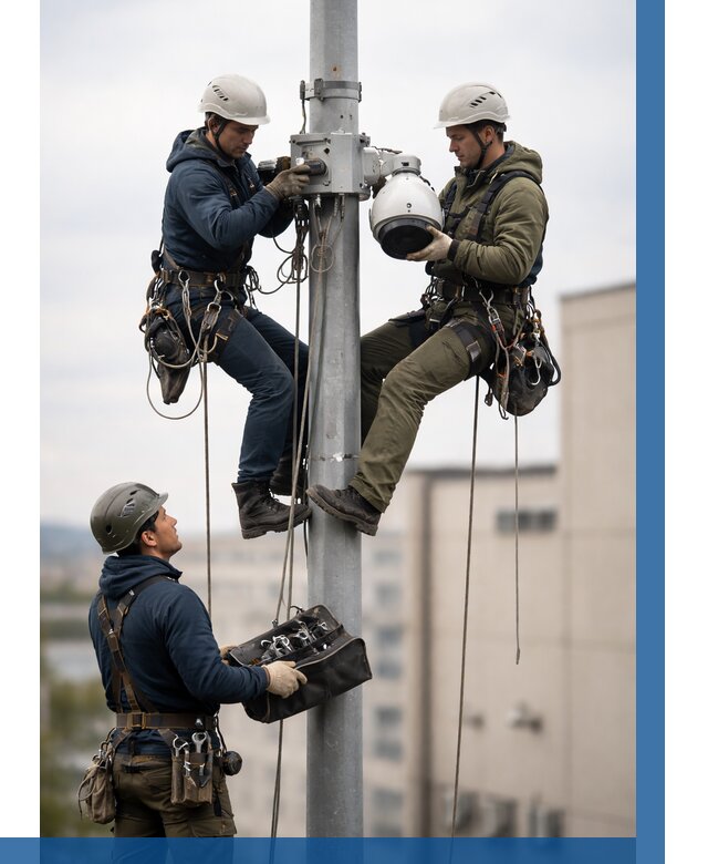 Установка видеокамер на мачте в Ивантеевке от 8744 р. | ВЫСОТНИК-Внт