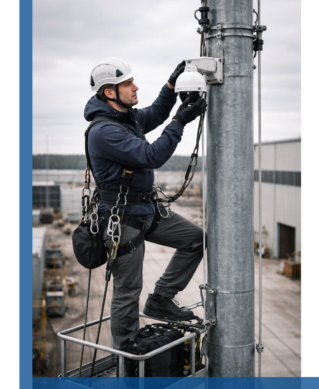 Профессиональная установка видеокамер на мачте в Ивантеевке