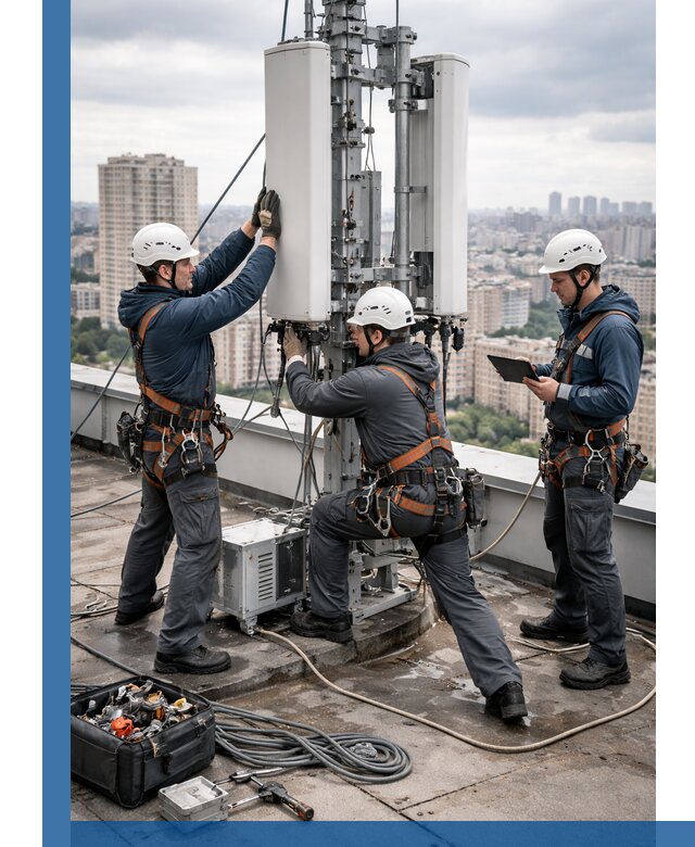 Монтаж антенн связи на крыше в Ивантеевке с вводом в эксплуатацию