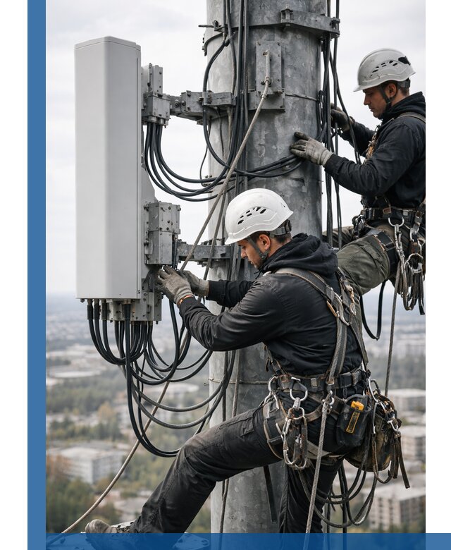 Монтаж оборудования связи на мачте в Ивантеевке с пусконаладкой