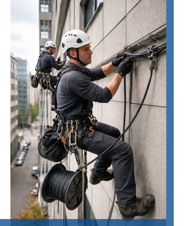 Прокладка кабеля по фасаду в Ивантеевке от 360 р. | ВЫСОТНИК-Внт