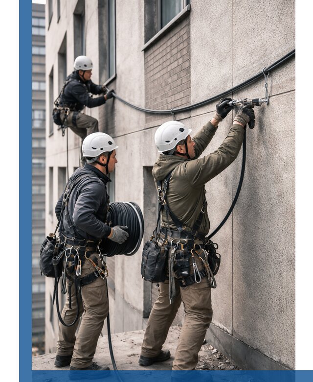 Прокладка кабеля по фасаду в Ивантеевке, профессиональный монтаж