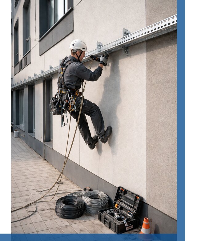 Монтаж кабельных лотков на фасаде в Ивантеевке от 1234 р. | ВЫСОТНИК-Внт