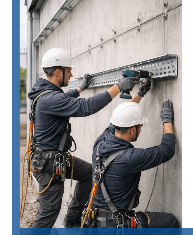 Монтаж кабельных лотков на фасаде зданий в Ивантеевке с гарантией