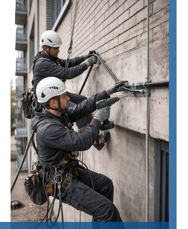 Крепление кабеля на фасаде в Ивантеевке от 360 р. | ВЫСОТНИК-Внт