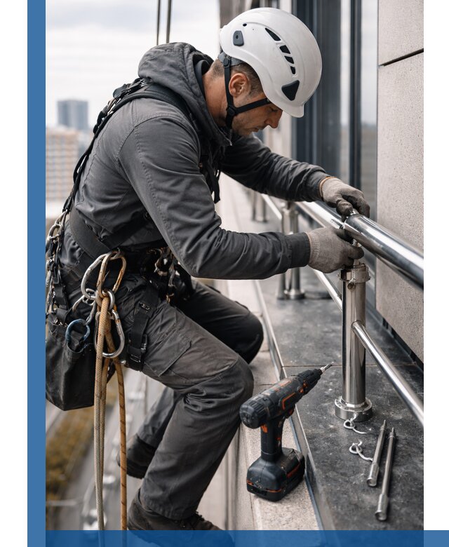 Монтаж ограждений на высоте в Ивантеевке для зданий и конструкций