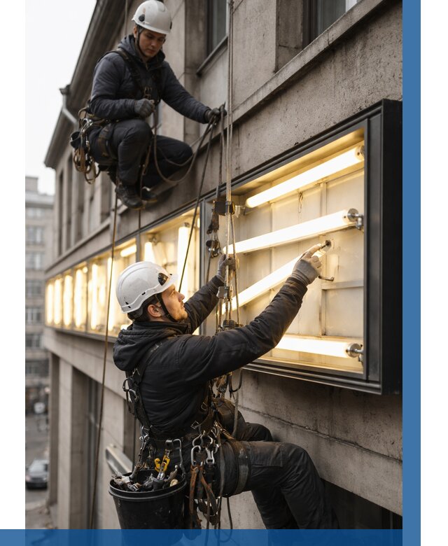 Замена ламп в вывеске в Ивантеевке под ключ от 3600 р. | ВЫСОТНИК-Внт