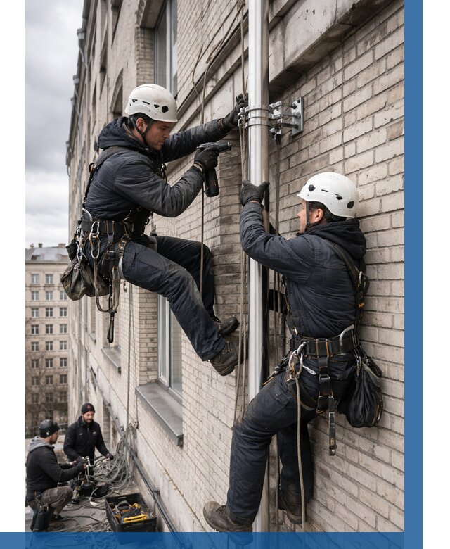 Монтаж флагштока на здании в Ивантеевке от 6687 р. | ВЫСОТНИК-Внт