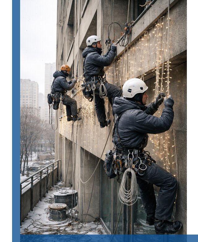 Монтаж новогодней иллюминации и украшение фасадов в Ивантеевке