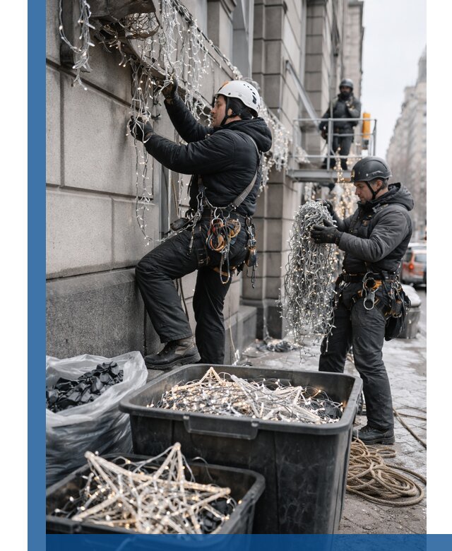 Демонтаж новогоднего оформления и гирлянд в Ивантеевке