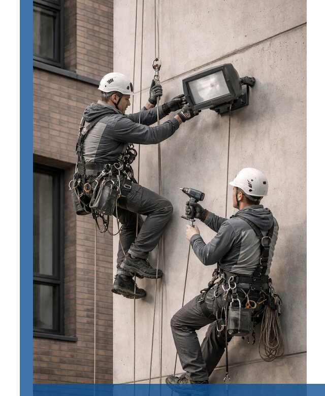 Профессиональный монтаж фасадных прожекторов в Ивантеевке под ключ