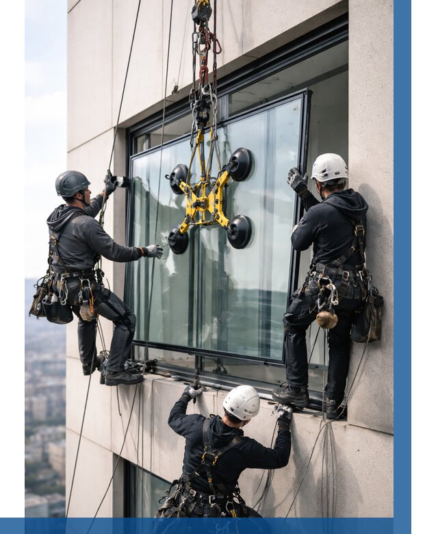 Монтаж стеклопакетов на высоте в Ивантеевке от 3292 р. | ВЫСОТНИК-Внт