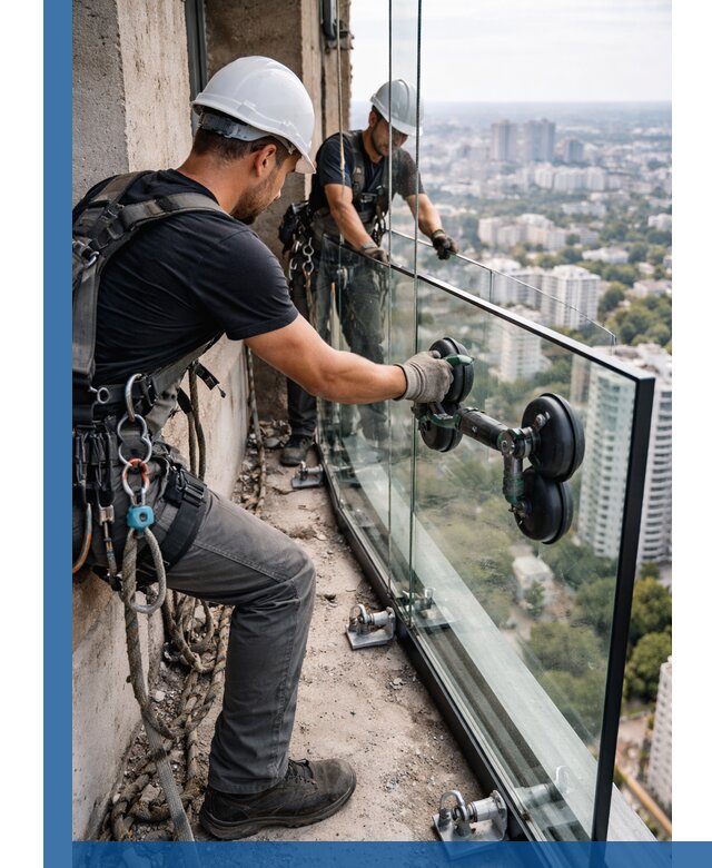 Монтаж стеклянных ограждений под ключ с гарантией в Ивантеевке