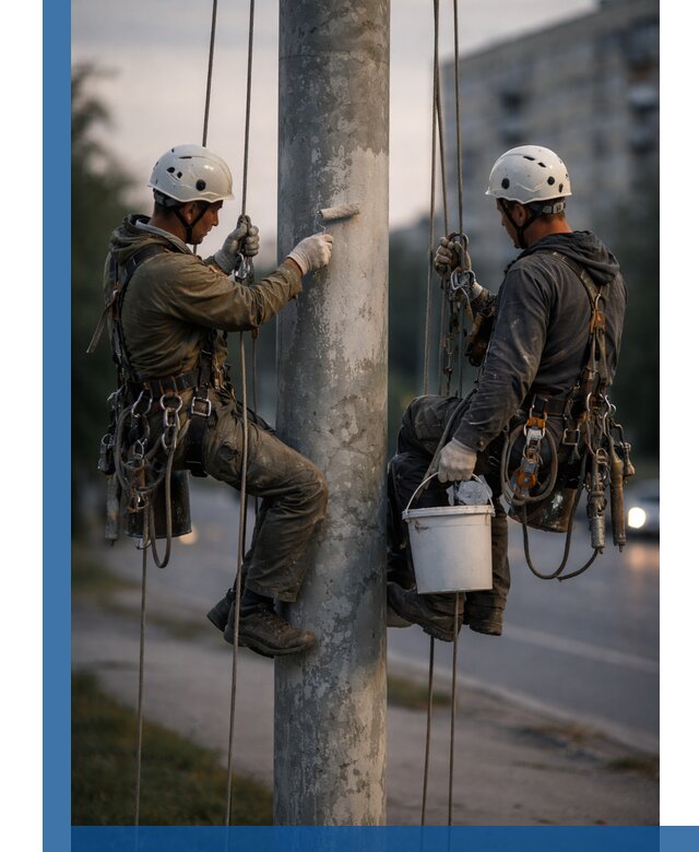 Покраска опор освещения и антикоррозийная защита в Ивантеевке