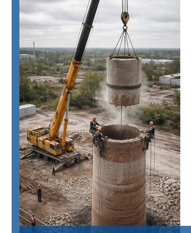 Демонтаж дымовой трубы в Ивантеевке с гарантиями безопасности