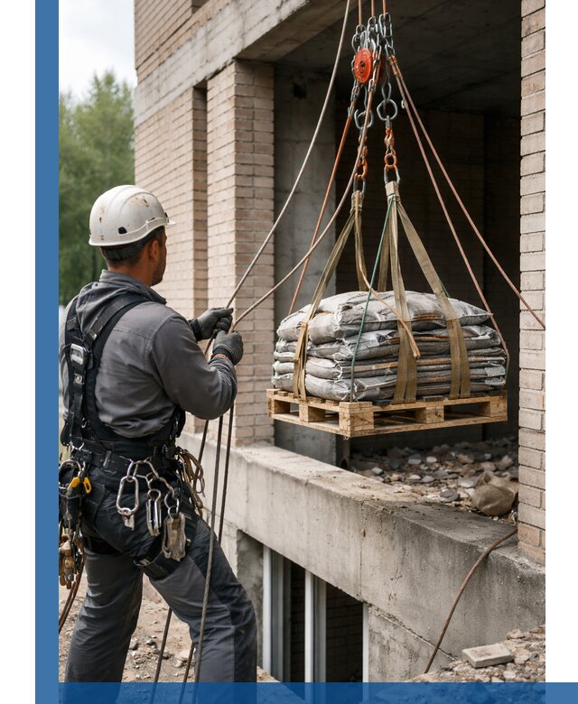 Подъем материалов на этаж веревками в Ивантеевке оперативно